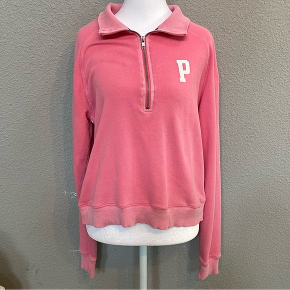 PINK Victoria's Secret Tops - PINK Victoria's Secret Pink Half-Zip Sweatshirt